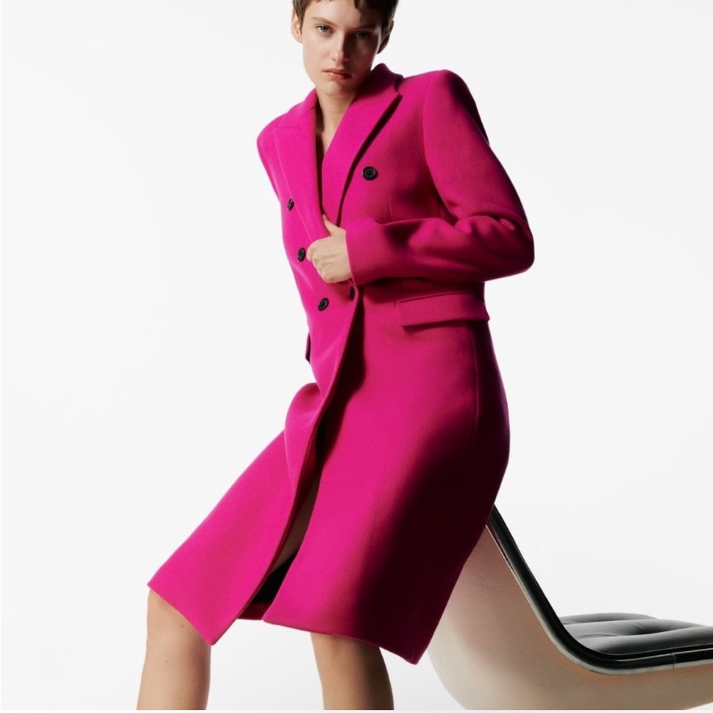 Zara fuchsia wool coat